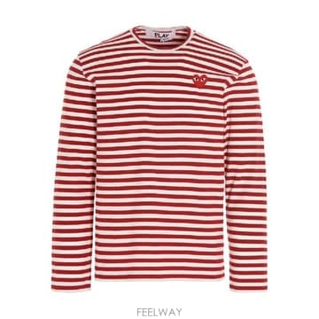 Comme des Garcons �׶�����Ÿ �ؿ� �ĵ������� ���� RED HEART STRIPED COTTON Ƽ���� AXT1644�׶�����Ÿ �ؿ� �ĵ������� ���� RED HEART STRIPED COTT