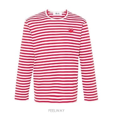 Comme des Garcons �׶�����Ÿ �ؿ� �ĵ������� ���� RED HEART STRIPED COTTON Ƽ���� AXT164D4�׶�����Ÿ �ؿ� �ĵ������� ���� RED HEART STRIPED COTT