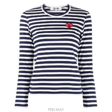 Comme des Garcons �׶�����Ÿ �ؿ� �ĵ������� ���� RED HEART STRIPED COTTON Ƽ���� AXT010D1�׶�����Ÿ �ؿ� �ĵ������� ���� RED HEART STRIPED COTT
