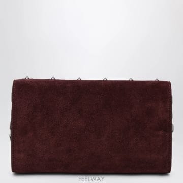 25FW 크리스찬루부탱 Paloma studded suede 왈렛 on chain 버건디 3255232LE8