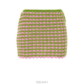 25FW 프라다 투 tone crochet 미니 스커트 21526SOOO16SXF0MEX TP57880474
