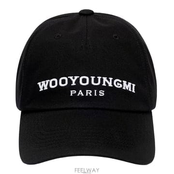 우영미 엠브로이드 로고 볼캡 블랙 W263CA52 661B