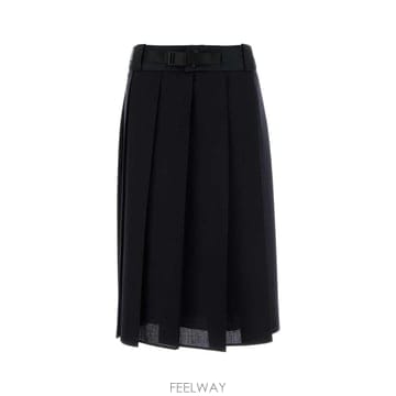 프라다 미디 스커트 블루