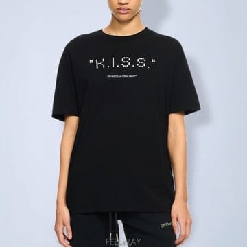 26 FW 오프화이트 Kiss Quote 프린팅 숏슬리브 티셔츠 2AA089S26JER007W003
