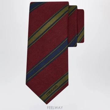 Ferragamo 26SS ����䷹ ��󰡸� Bordeaux Red Regimental Jacquard Ÿ�� 0789284SI26SS ����䷹ ��󰡸� Bordeaux Red Regimental Jacquar