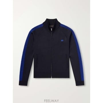 26 FW 웨일즈 보너 네이비 타이드 로고 자수 스트라이프 저지 스웨트셔츠 TP580312579