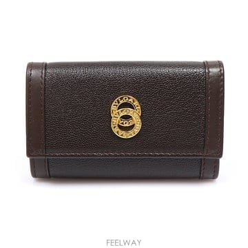 Bvlgari(불가리) 24243 브라운 고트스킨 도피오 톤도 6KEY 키케이스