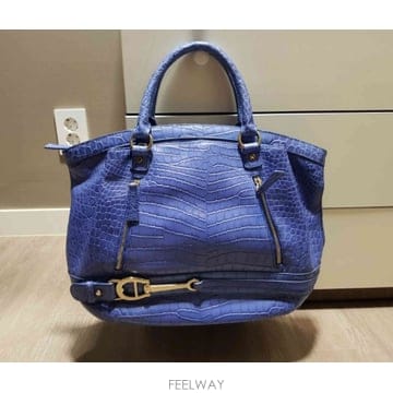 독일 aigner 아이그너 악어무늬 소가죽 핸드백 새제품 새상품 토드 숄더 명품 블루 탈부착 끈 크로커다일