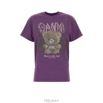 GANNI [X45]���� A1050314 ZXL ���� ���� ���� ���� ���� ����콺 Purple cotton t shi[X45]���� A1050314 ZXL ���� ���� ���� ���� ���� �����