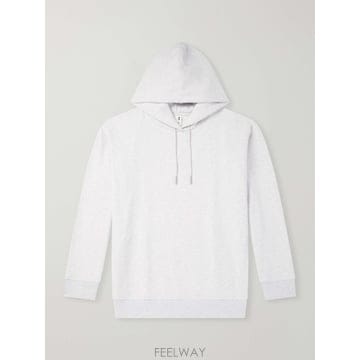 온 러닝 라이트 그레이 클럽 컬렉티브 로고 자수 코튼 혼합 저지 후드티