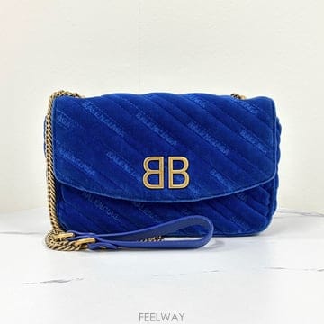 발렌시아가 BB로고 벨벳 체인 숄더백 (526682)