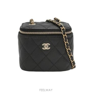 샤넬 Vanity 케이스 Quilted 카프 스킨