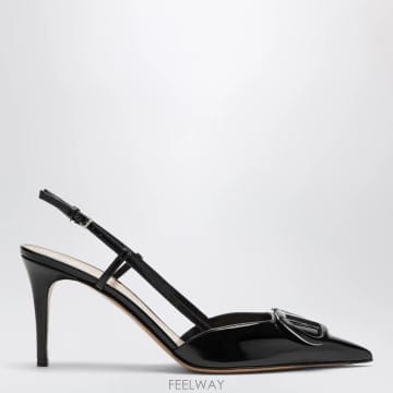 26FW Valentino VLogo 블랙 patent 레더 슬링백 pumps 9W2S0R01DUW0NO T