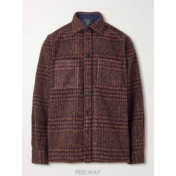 26 FW PORTUGUESE FLANNEL 브라운 폴라리스 체크 트위드 오버셔츠 TP581109907