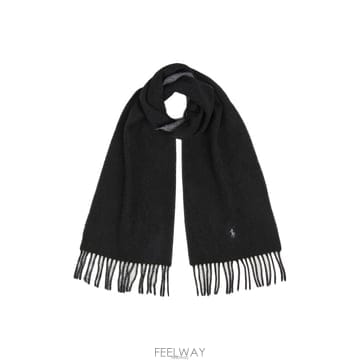 26FW 포니 자수 클래식 울 머플러 블랙 449959334 001