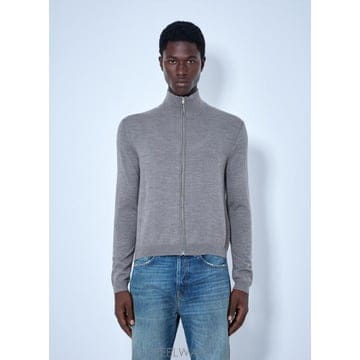 26 FW 아크네 남성 지퍼 업 보우 로고 가디건 acn0165039gry