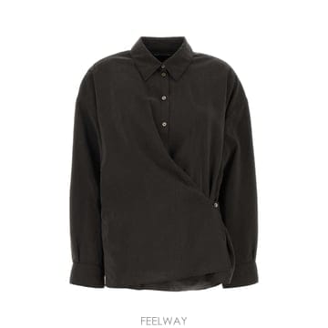 [X45]르메르 SH1141LF1308 BR532 여성 셔츠 남방 블라우스 Dark brown silk bl