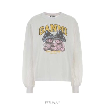 [X45]가니 A1050304 151 여성 티셔츠 민소매 탑 나시 White cotton t shirt