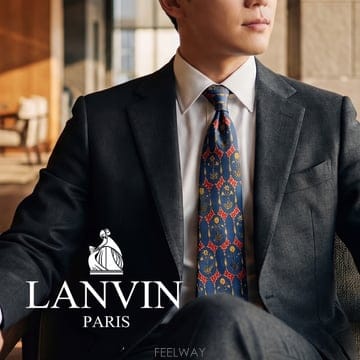 LANVIN 랑방 실크 네이비 로열 오너먼트 패턴 넥타이 9.2cm A+등급 E1821
