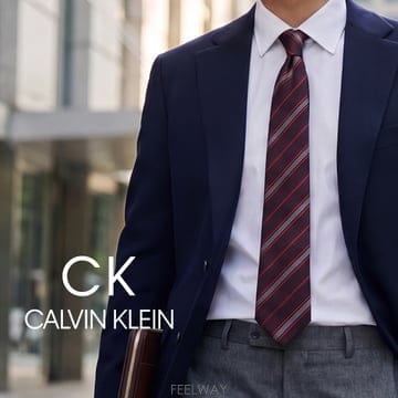 CALVIN KLEIN 캘빈클라인 실크 혼방 브라운 스트라이프 넥타이 8.4cm A+등급 K3449