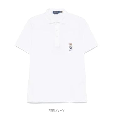 26 FW 폴로 랄프로렌 베어 엠브로이디드 숏슬리브 폴로셔츠 화이트 710963818001