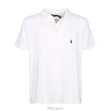 26 FW 폴로 랄프로렌 로고 엠브로이더드 숏슬리브 코튼 폴로셔츠 화이트 710A12491