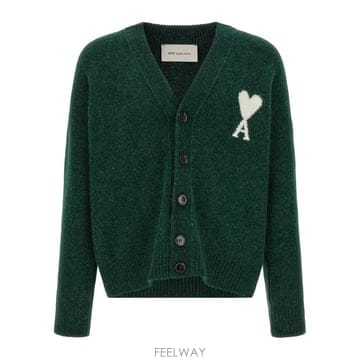 26FW 아미 빅 하트 로고 알파카 니트 가디건 UKC365 KN0135A279 GREEN