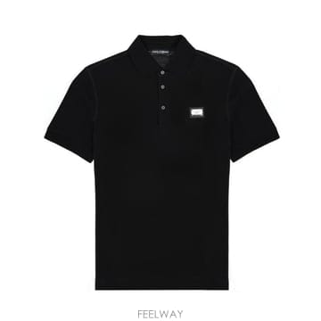 26FW 돌체앤가바나 로고 코튼 피케 폴로 셔츠 G8PL4T G7P1DN0000 BLACK