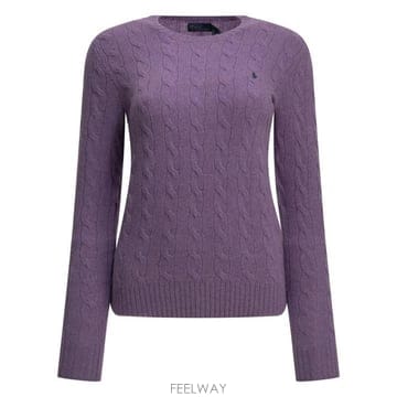 26FW 폴로 랄프로렌 폴로 자수 케이블 니트 스웨터 211971865 502AMETHYSTFALLSHEAT