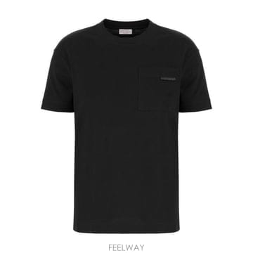 26FW 브루넬로 쿠치넬리 샤이니 탭 코튼 저지 티셔츠 M0T81EC710 C101 BLACK