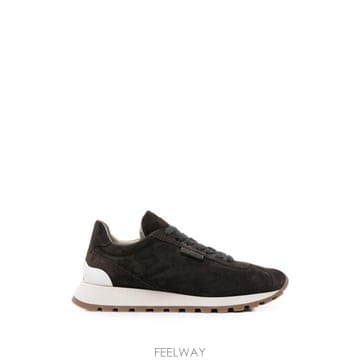 26FW 브루넬로 쿠치넬리 샤이니 탭 디테일 스웨이드 러닝 스니커즈 MZSFG2110 C9795 GREY