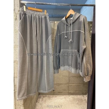 남자 가을 후드집업 트레이닝복 밴딩팬츠 편한 면스판 오버핏 빅사이즈 F