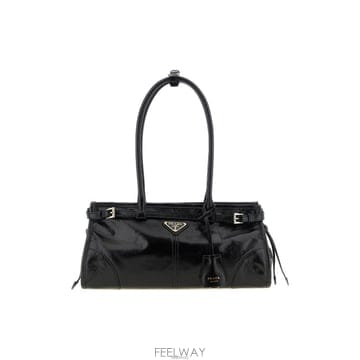 프라다 26FW 금장 로고 보니 미디움 숄더백 블랙 1BA426 2CYR F0002