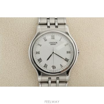 세이코 크레도르 SEIKO 실버 패턴 다이얼 쿼츠 ﻿시계 8J86-6A00