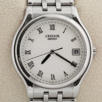 세이코 크레도르 SEIKO Credor 화이트 패턴 다이얼 쿼츠 시계 ﻿8J86-7A00