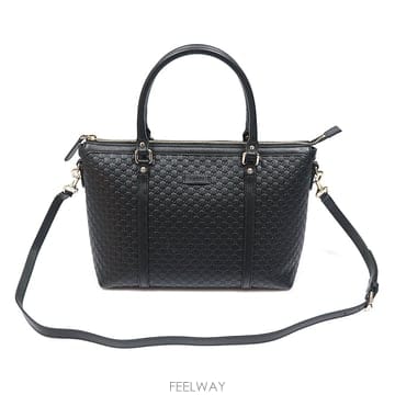 Gucci(구찌) 449656 블랙 마이크로시마 레더 토트 2WAY
