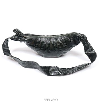 LEMAIRE(르메르) BG0003 LF1329 포레스트 그린 코팅 코튼 캔버스 크루아상 스몰 범백 숄더 크
