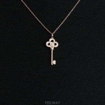 티파니 18K로즈골드(핑크골드) 다이아 미니 크라운 키 펜던트+ 45.7cm 스몰 체인목걸이세트aa66661