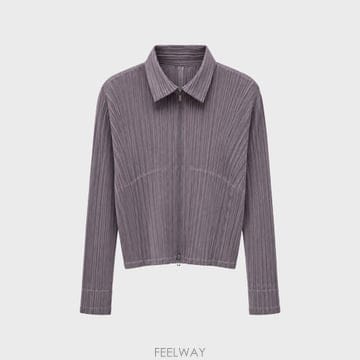 [플리츠플리즈 이세이미야케]  먼슬리 어거스트 카라집 가디건 그레이시 퍼플 여성 자켓 PP63-JC123 1