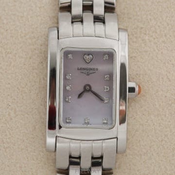 론진 Longines 돌체 비타 핑크 나전 다이얼 다이아몬드 인덱스 여성용 쿼츠 시계
