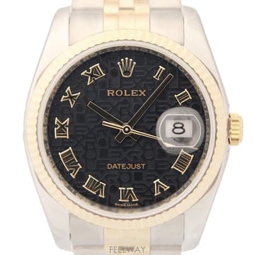 [폴스두잉] ROLEX 롤렉스 데이트저스트 116233 옐로골드18K 콤비 블랙판 시계 보증서보유