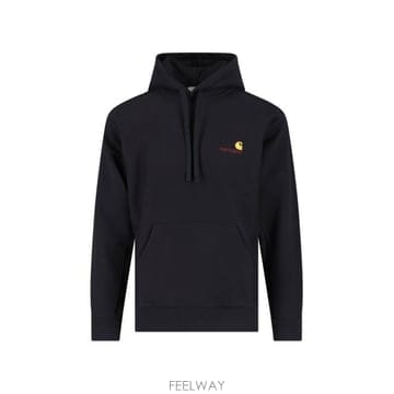 26FW 칼하트 WIP 후드 아메리칸 스크립트 스웨트셔츠 I028279 89XX Black