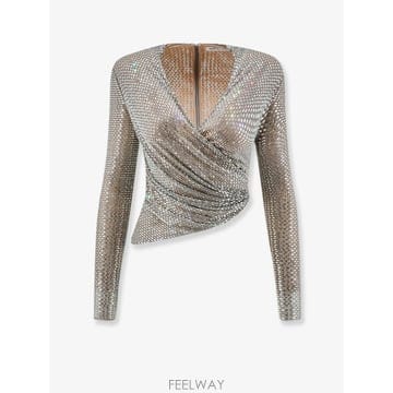 [N85]셀프포트레이트 AW26154TGR 여성 티셔츠 민소매 긴소매 탑 SELF PORTRAIT Mesh 