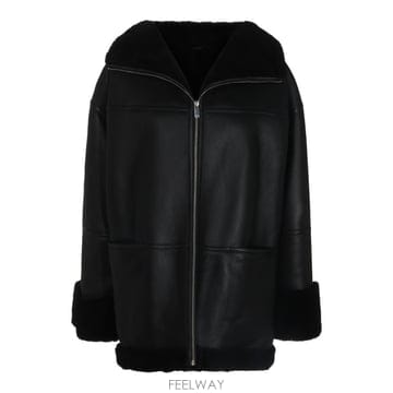 [S27]토템 214122606200001 여성 가죽자켓 바이커자켓 레더자켓 재킷 잠바 로고 BLACK LE