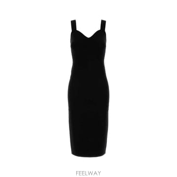 [X45]막스마라 2521326021600 008 여성 원피스 롱 미디 미니 드레스 Black stretch