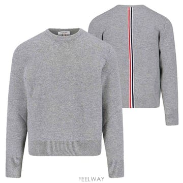 [당일]24FW 톰브라운 백 삼선 라운드 울 니트 그레이 MKA518A Y1029 055
