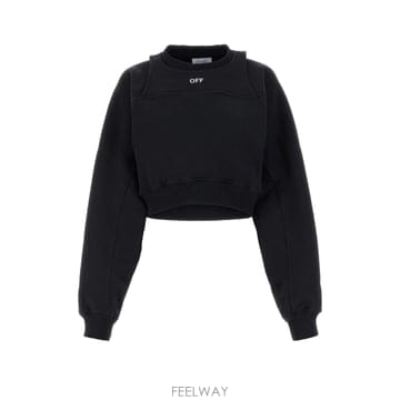 24FW Off 화이트 Cropped 스웨트 셔츠 OWBA071C99FLE0011001 TP577750364