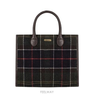 인더샵 Barbour 바버 체크 그린 토트백