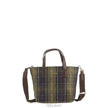 인더샵 Barbour 바버 그린 체크 토트백