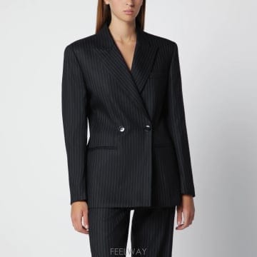 26FW 이자벨마랑 블랙 double breasted pinstripe 자켓 VE0690FAD3F01I01B